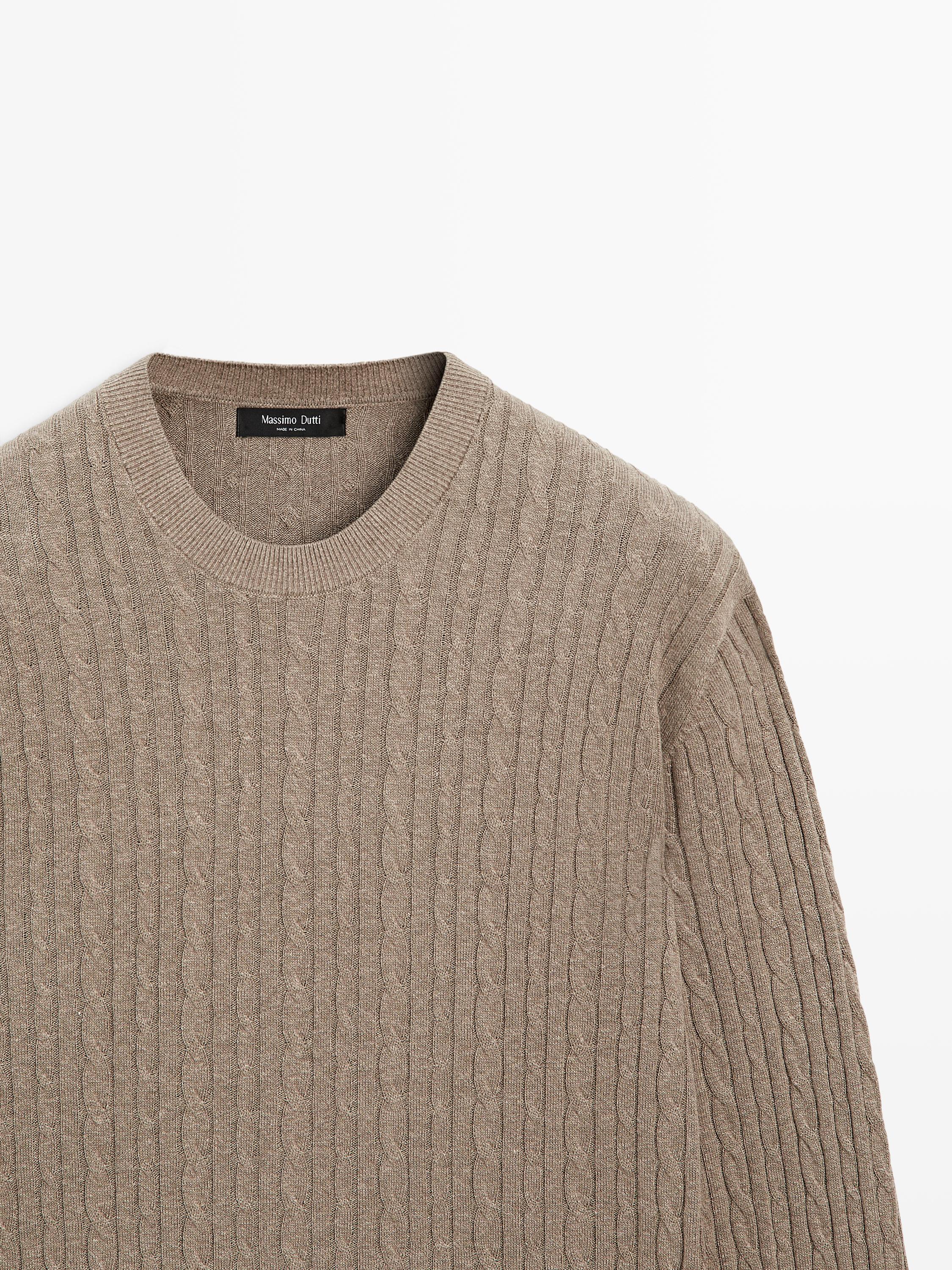 Cotton blend cable-knit sweater